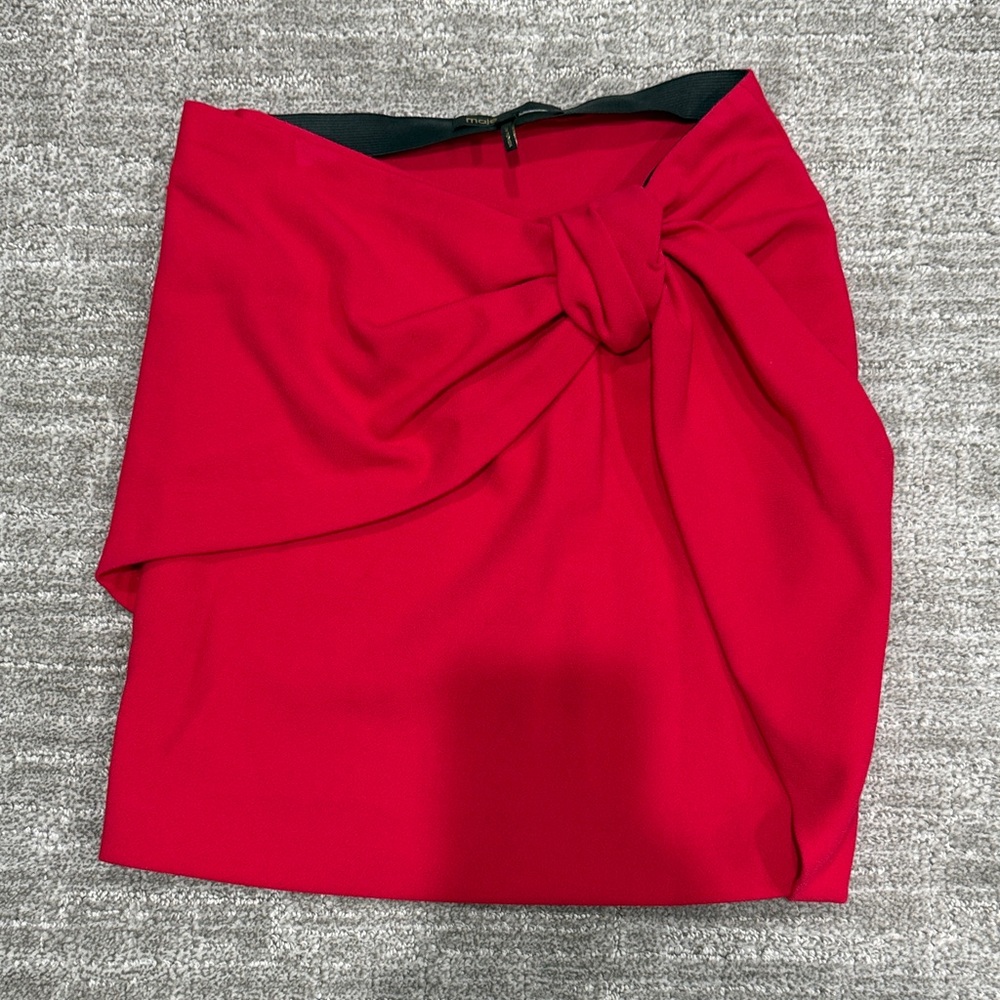 Maje Red bow knot mini Skirt size 34 xs